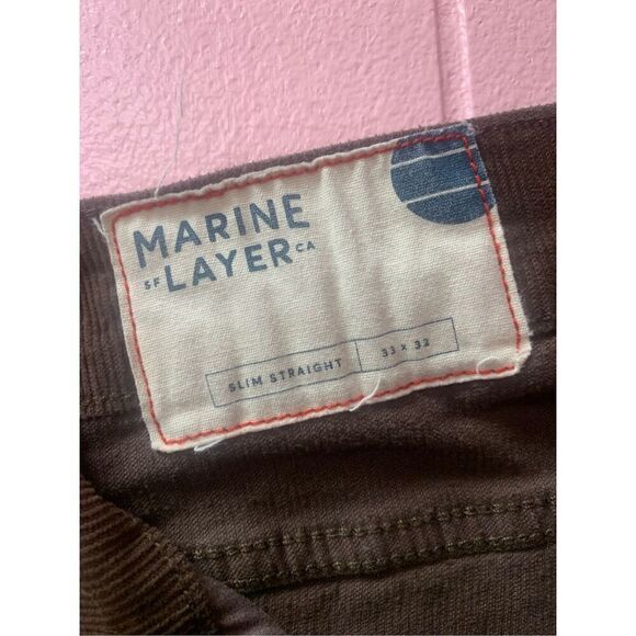 Marine Layer Men's Brown Slim Straight Cambridge Corduroy Pants Size 33x32 - Picture 7 of 9